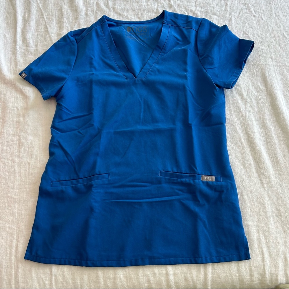 Women's figs royal blue scrub top